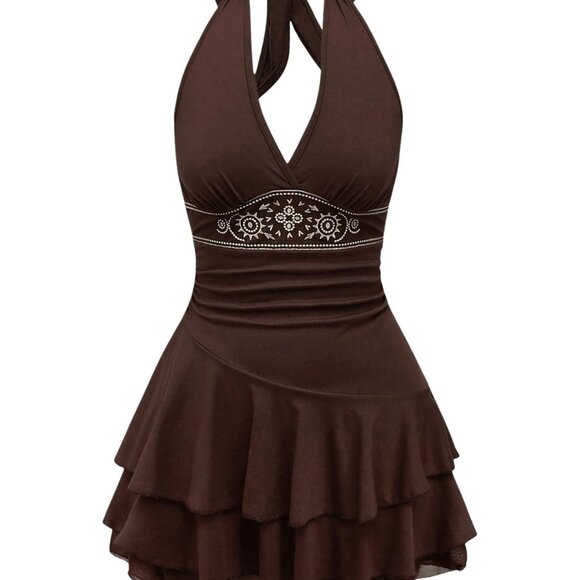 NEW RoseSeek  Sz Lg  Women's Halter Cowgirl Vintage Mini Dress - Picture 1 of 1